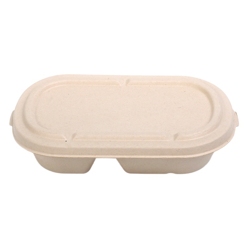 Caja de embalaje biodegradable para llevar caja de almuerzo desechable caja de comida rápida ensalada de comida ligera caja de almuerzo de fitness rectangular