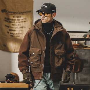 American overalls cotton-padded jacket men's 2024 new loose tide brand cotton-padded jacket men's fleece-lined thickened winter lambskin coat