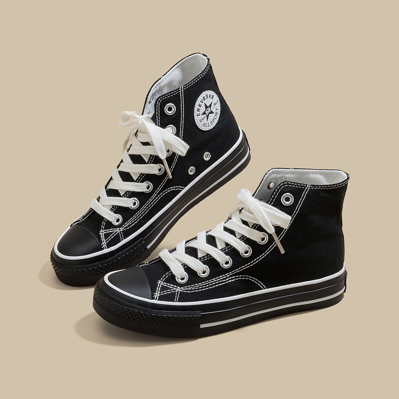 Retro clásico de la década de 1970 tres veces vulcanizado aceite brillante zapatos de lona de alto perfil para hombres y mujeres parejas de zapatos de skate de estudiantes versátiles