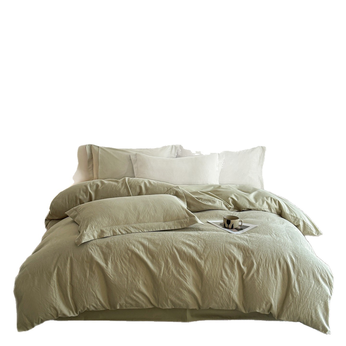 100% algodón brillante relieve tridimensional jacquard de alta calidad cuatro piezas de ropa de cama tres piezas de regalo