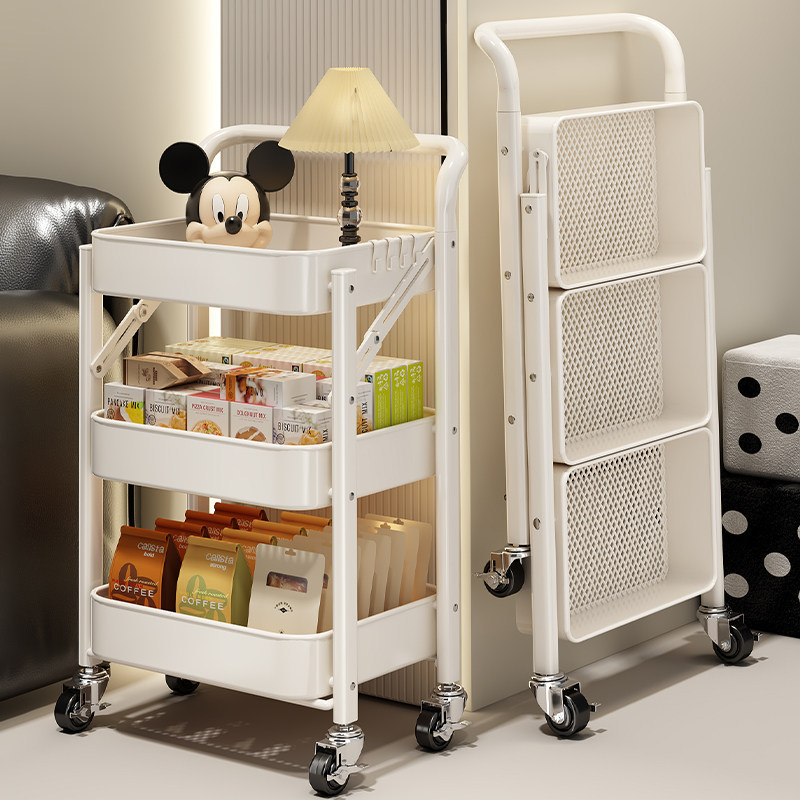 Floor-standing multi-layer cart storage rack for kitchen and living room, movable toy and snack storage cart for babies