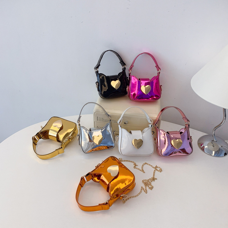 Bolso de hombro de niña brillante láser de moda, dulce y cariñoso mini bolso de bebé, nuevo bolso de cadena para niños, marea