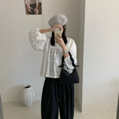 苏珊 2025秋季新款圆领系带重工刺绣长袖小衫减龄百搭上衣女26777