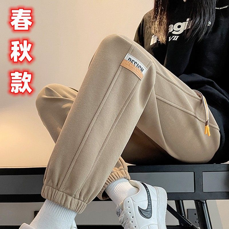 不加绒/加绒运动卫裤女秋冬加厚宽松显瘦休闲百搭九分哈伦束脚裤