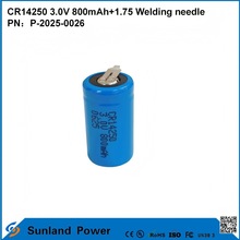 Lithium Battery CR14250, 3.0V, 800mAh + 1.75mm Nickel Pin