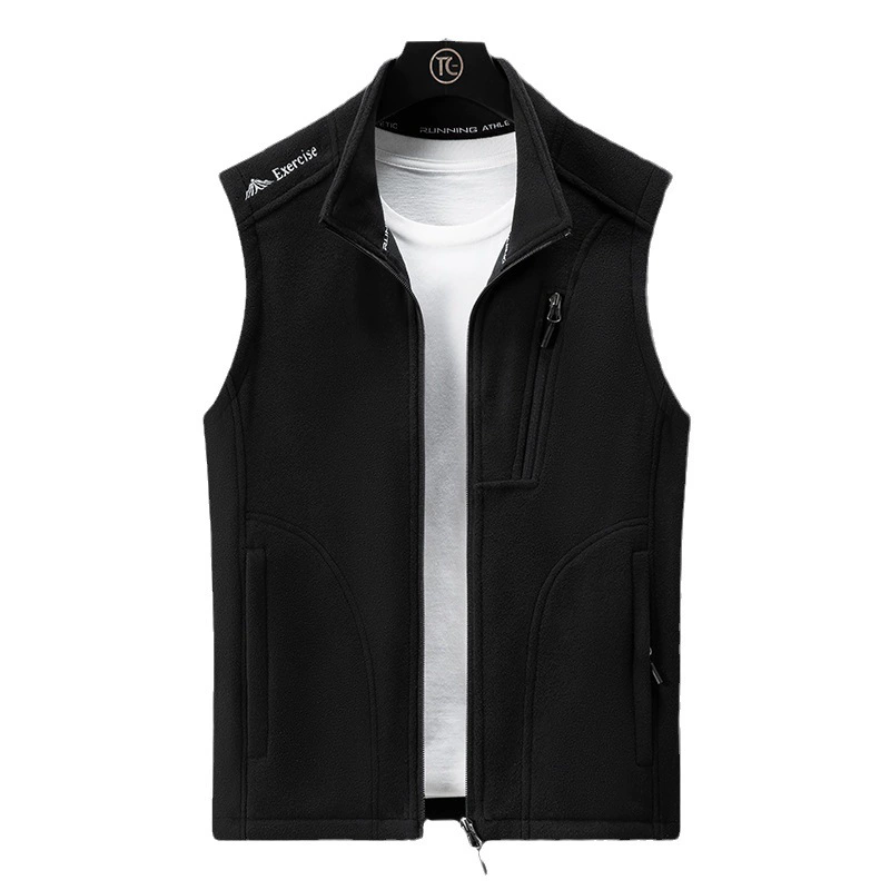 Осенне-зимняя флисовая куртка для пар, Мужская Флисовая Куртка с вертикальным воротником и флисовой подкладкой, теплая флисовая куртка с вышивкой, Мужской Топ