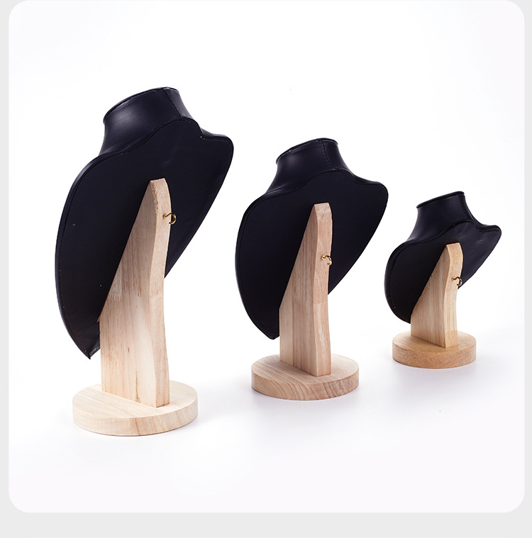 PU, Wood Material 1 Piece PU Wood Simple Style Solid Color Jewelry Display Bust