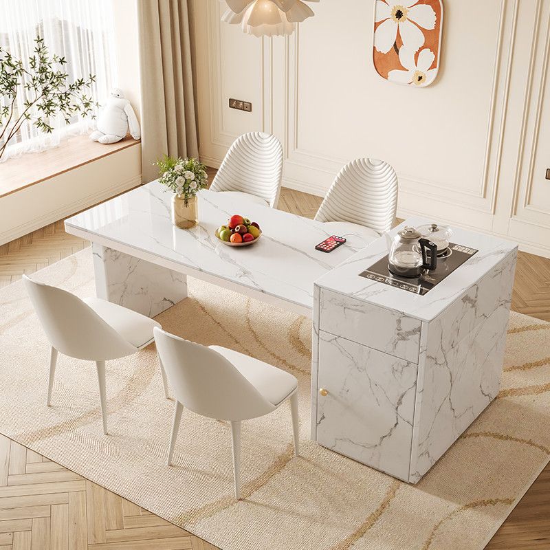 Cream Style Slate Island Table Dining Table Bar Integrated Slate Home Center Table Light Luxury Modern Multi-Functional Table