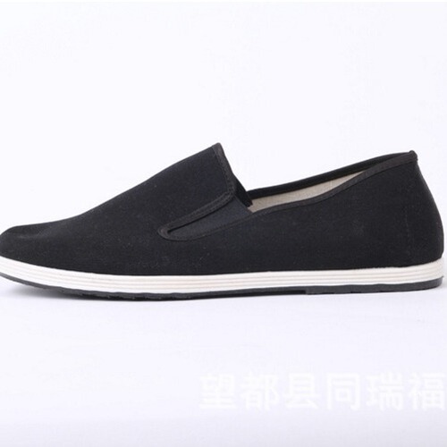 Old Beijing Cloth Shoes for Children - Black Cloth Shoes for Girls, Dance and Etiquette Shoes with Square Buttons, Republican Era Student Red Army Shoes in Black