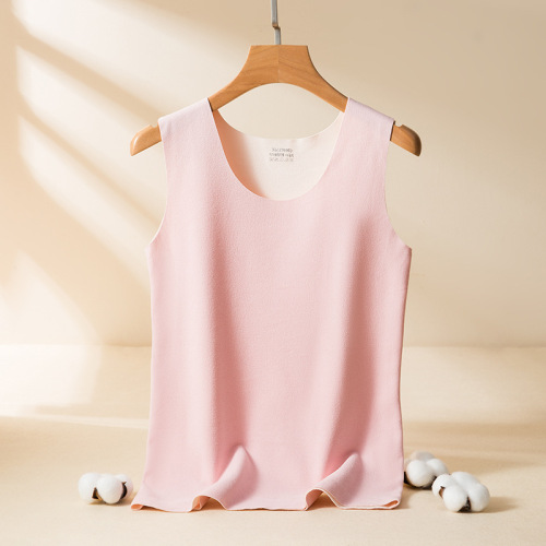 Double Color Double-Faced Fleece Seamless Men's and Women's Warm Vest with Contour Cutting, Plus Velvety Lining Underwear Manufacturer Wholesale