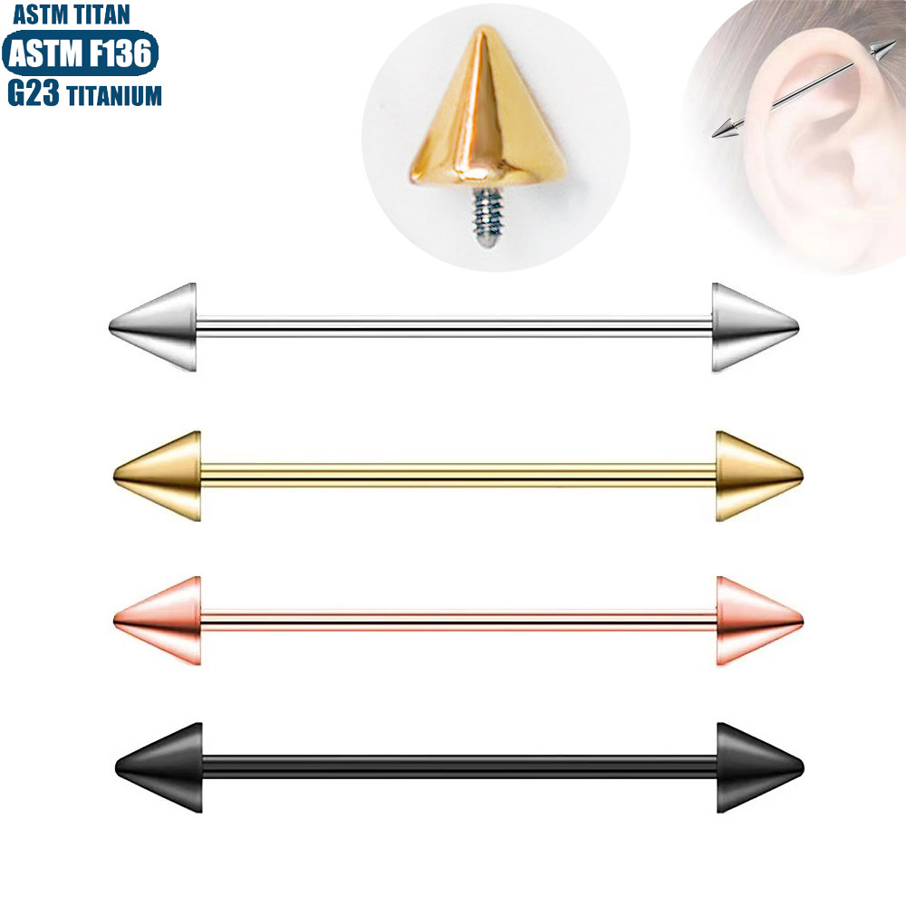 Pointed labret stud close-up product detail
