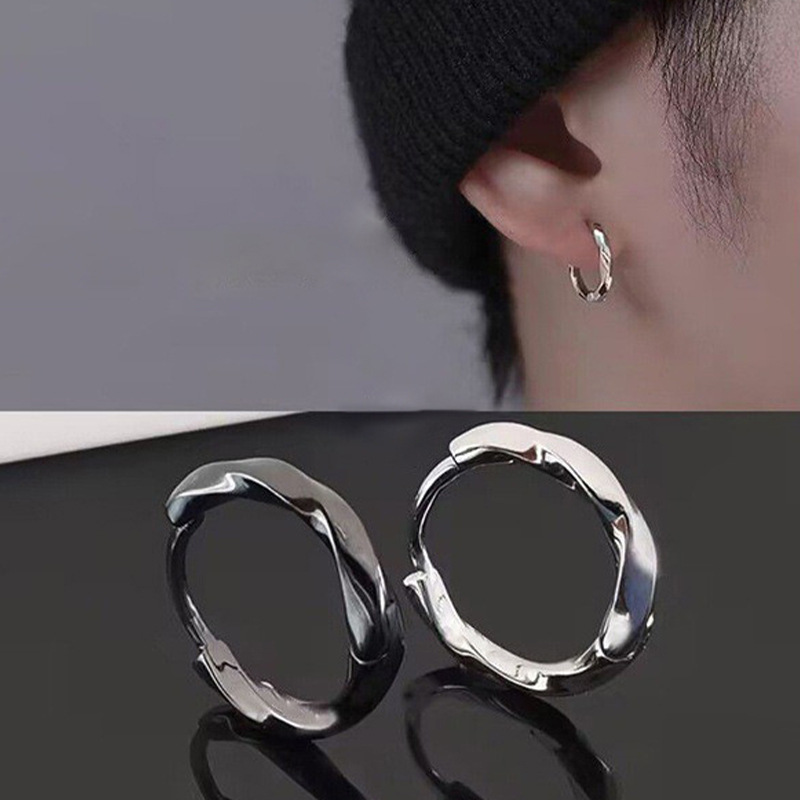 Earrings men's ear piercing plain ring ear bone ring earrings 2023 new popular fashion women's single earrings
