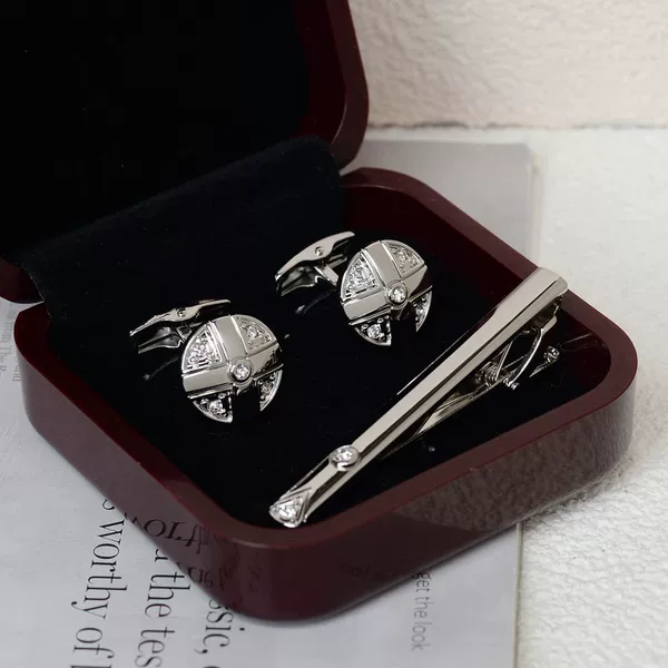 #58/Silver (Tie Clip + Cufflink)