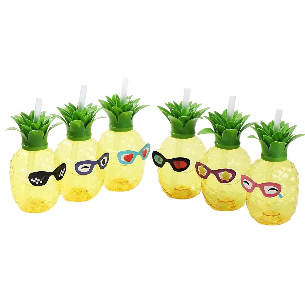 Tienda de té con leche con personalidad única, bebida fría para niños, taza de modelado de frutas de dibujos animados de plástico creativo con pajita