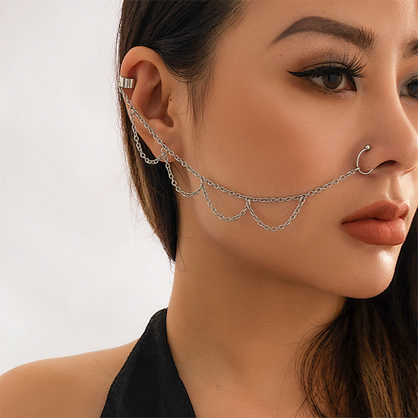 Retro Geometric Imitation Pearl Iron Plating Nose Ring