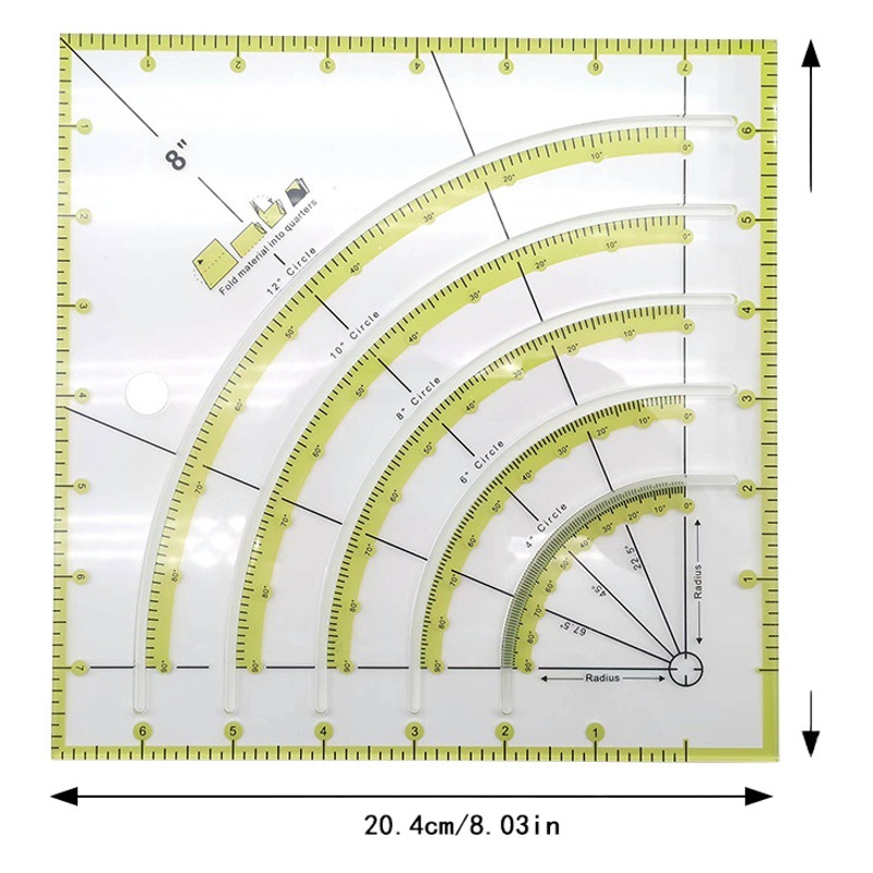Regla de diseño de ropa Regla de mosaico de costura de forma especial de acrílico 90 ° Tela de corte Colección de plantillas de mosaico de doble regla