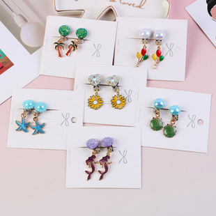 New Kidsren's Earrings Without Pierced Ear Clips Unicorn Doll Star and Moon Butterfly Kidsren's Earrings European and American Cross-Border Hot Selling