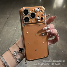 高级点钻黑白猫咪适用苹果17promax/16/15/14/13手机壳女款防摔壳