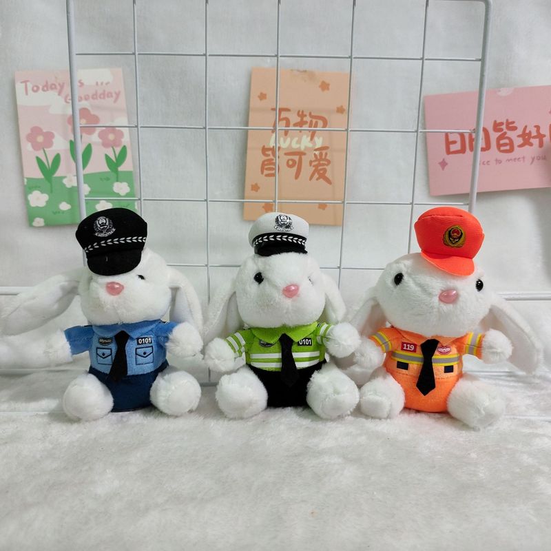 ネット赤かわいい萌え交通警官熊ストラップぬいぐるみ人形消防警察熊カバン掛けキーホルダー|undefined