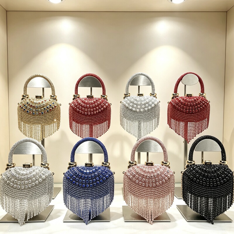 2026 Cross-border Tassel Bag Evening Bag Single Shoulder Crossbody Bag Handbag with Rhinestones Fashionable Evening Dress Full Rhinestone Women's Bag 2026 Cross-border Tassel Bag Evening Bag Single Shoulder Crossbody Bag Handbag with Rhinestones Fashionable Evening Dress Full Rhinestone Women's Bag