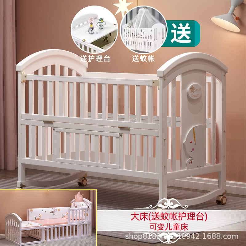 Cuna blanca europea de madera maciza