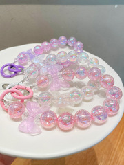 單賣適用蘋果華為oppo榮耀vivo小米手機殼手鍊夏天水晶掛繩手腕鏈