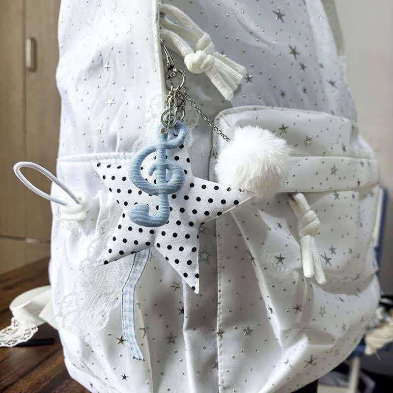 Subculture accessories: ins-style polka dot, five-pointed star, silver musical note, ball-shaped, bowknot, vintage, versatile necklace and keychain