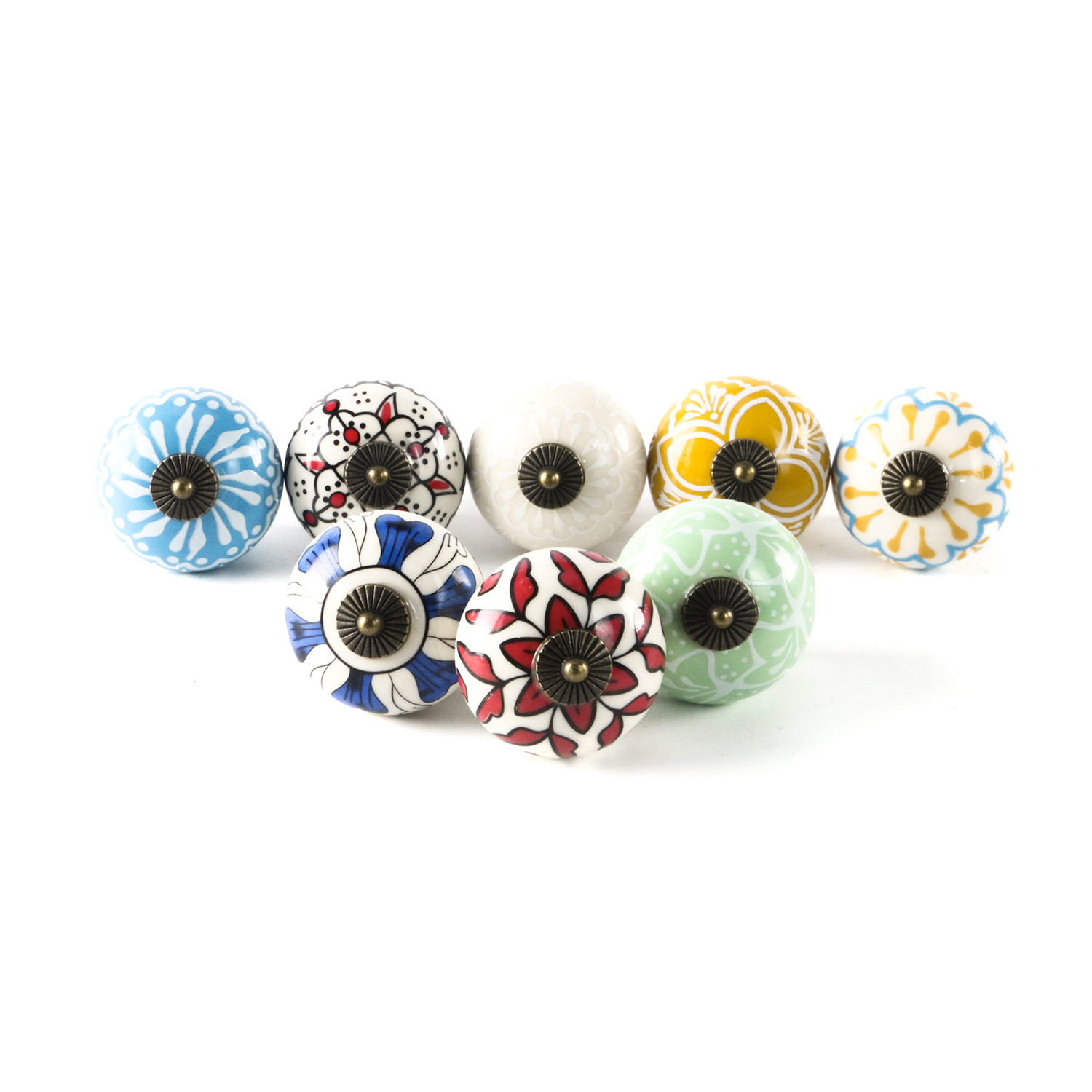 批發貼花陶瓷拉手家具櫃門拉手原木風抽屜拉手歐式單孔圓形門把手