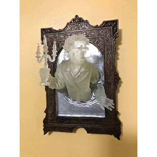 ∝ Cross-border New Mirror Ghost Resin Luminous Ornaments Mirror Creative Funny Photo Frame Halloween