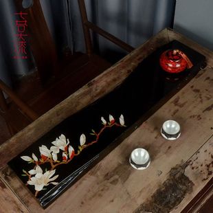 Qixiang lacquerware tea set Fuzhou paint handmade wet and dry dual-use tea tray with type log tea room decoration tea table