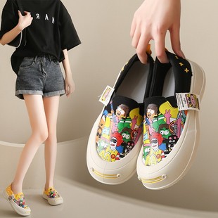 Lazy Shoes Women's 2023 Spring New Arrival Fashionable All-Match Cartoon Figure Women's Shoes Platform-Sole Casual Slip-on Canvas Shoes