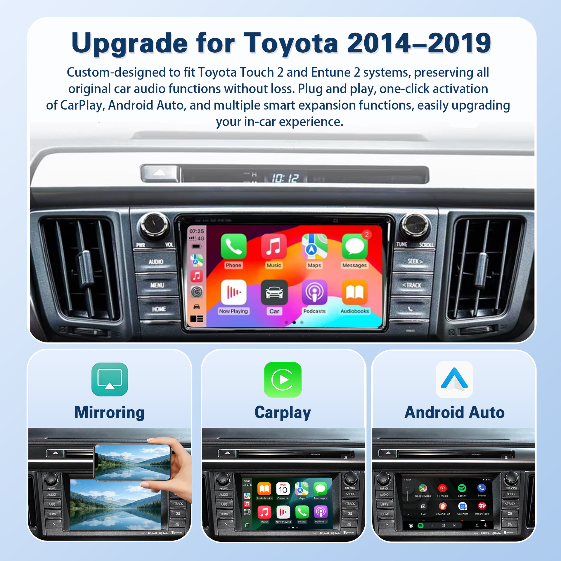 Suitable for Toyota Wireless Carplay/Hicar/Android Auto Original Screen Upgrade Decoder Interconnection Module