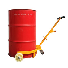 手拉铁塑桶车开口便携式扶桶手推车移动底座手拉式低位油桶搬运车