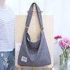 Shopping bag, capacious cloth bag, universal retro bag strap one shoulder, South Korea, simple and elegant design, for students