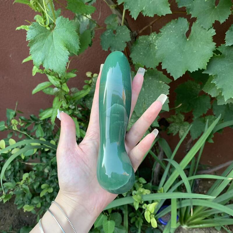 天然水晶 绿东陵原石雕刻打磨水晶按摩棒 图 4
