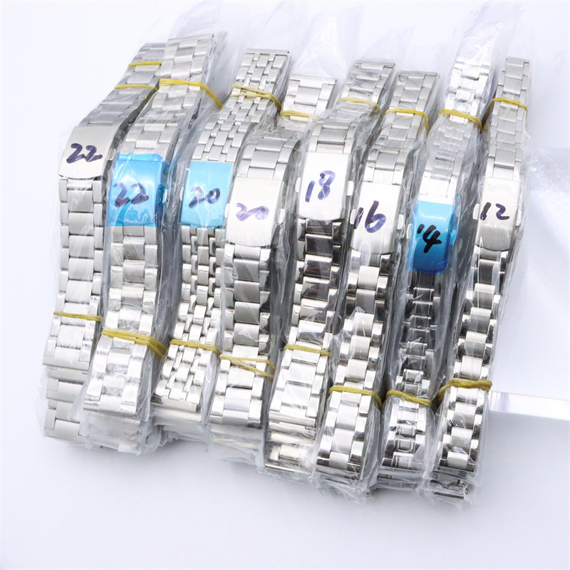 Stainless Steel Wrapped Steel Watch Strap Foldableing Buckle Steel Belt Tank Strap Watch Accessories Men's Watch Chain 18 20 22mm