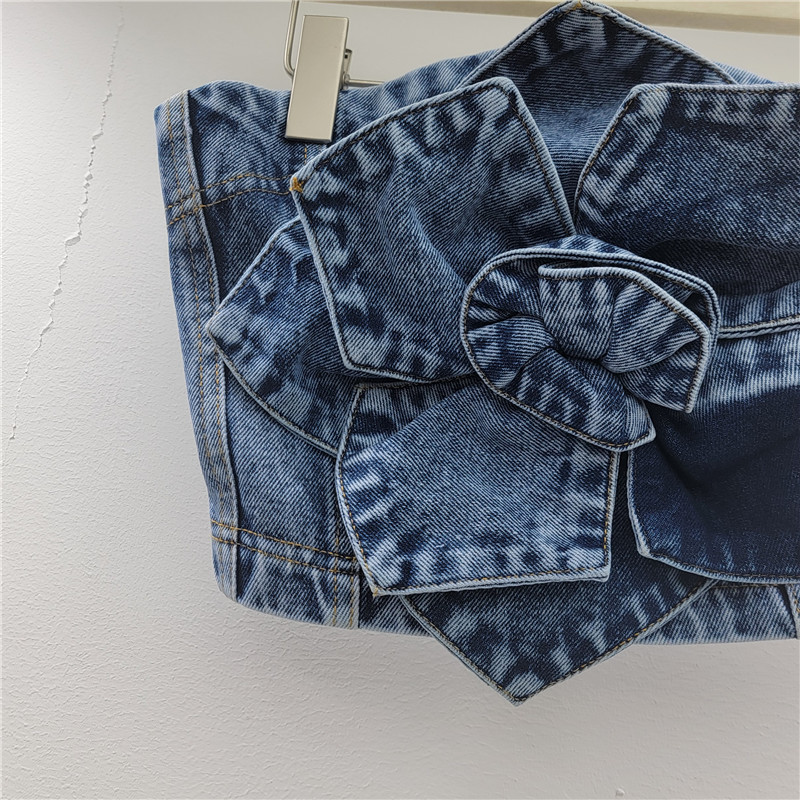 2026 primavera y verano nuevo estilo americano retro caliente estilo estereoscópico diseño de flores inns estilo de pecho chaleco denim chaqueta superior