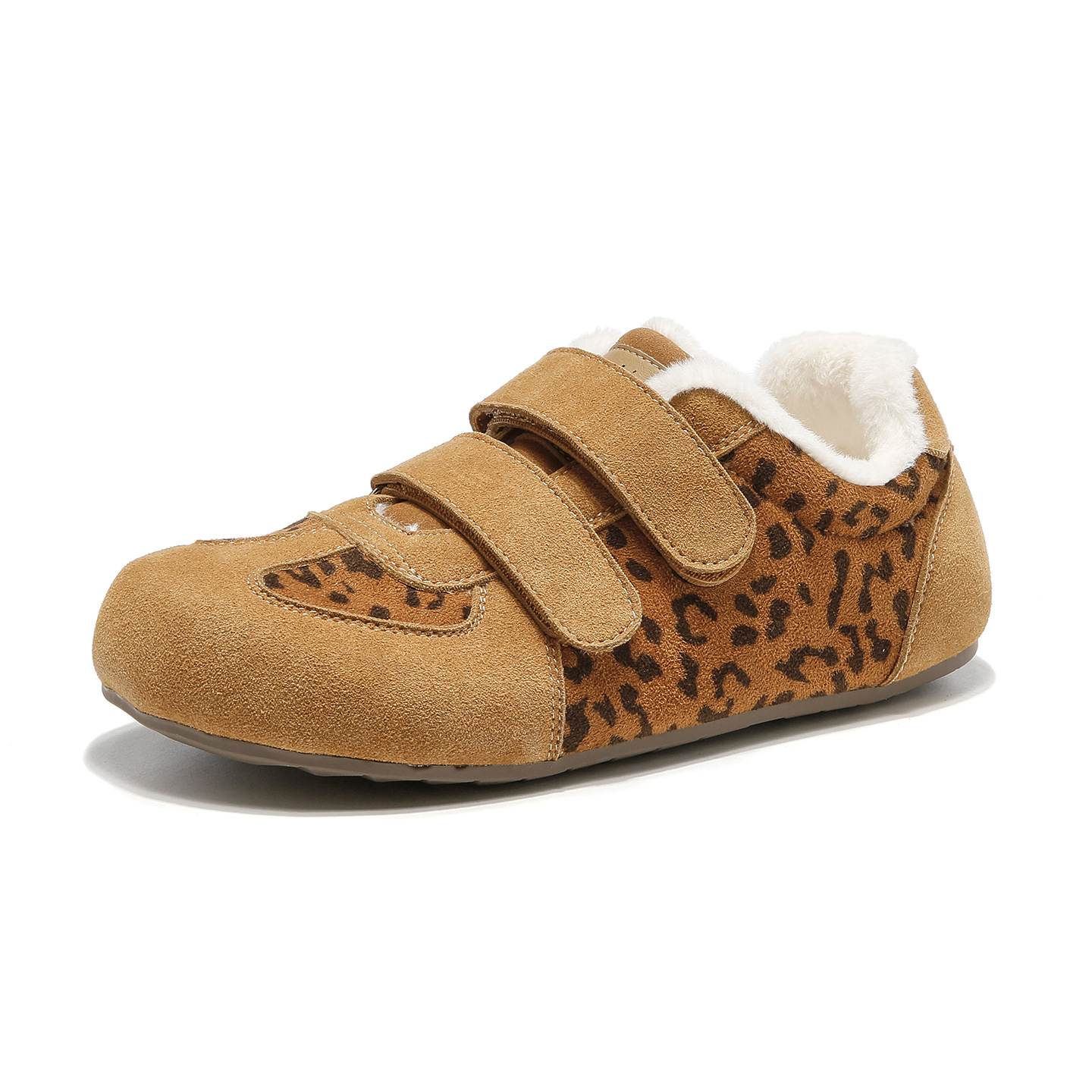 Zapatos de entrenamiento de leopardo de la antigua mujer 2025 nuevo invierno con suela gruesa de algodón velcro botas de nieve deportivas