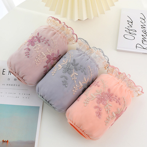Women's Sweet Flower Embroidery Double-layer Mesh Sleeves Ruiya Short Candy Color Sleeves