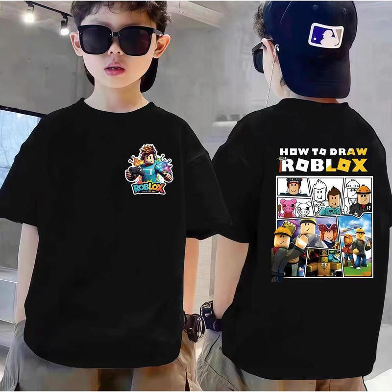 Summer New Style Versatile Children's Roblox Trendy Brand Printed Short-Sleeve T-Shirt for Boys, Stylish Boys' Base Shirt Summer New Style Versatile Children's Roblox Trendy Brand Printed Short-Sleeve T-Shirt for Boys, Stylish Boys' Base Shirt