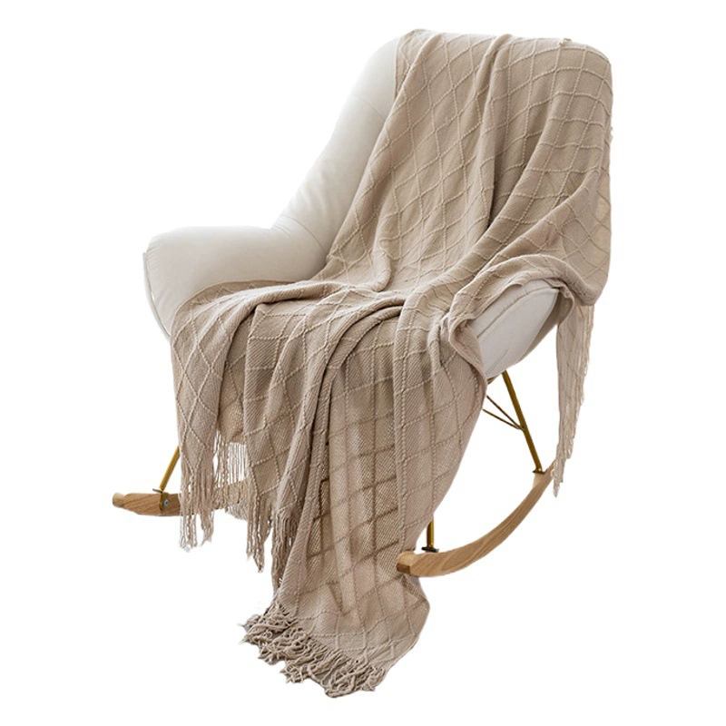 Вязаный скандинавский плед с кисточками для дивана, одеяло для кондиционирования воздуха, шаль, маленькое одеяло, оптовая продажа, вязаное крючком, мягкое