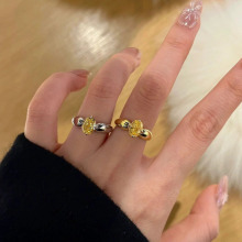 中古Vintage黄钻招财小众设计时尚轻奢蛋形镶嵌戒高级感新款指环