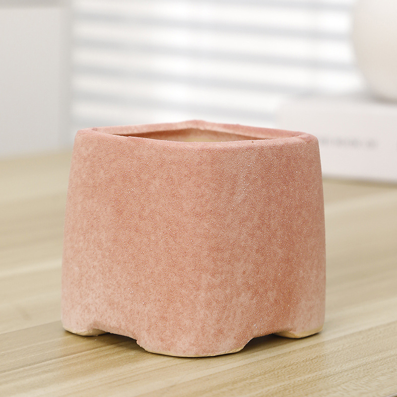 Cerámica de gres suculenta maceta de bambú transpirable simple planta verde planta olla decorativa pequeña maceta creativa al por mayor