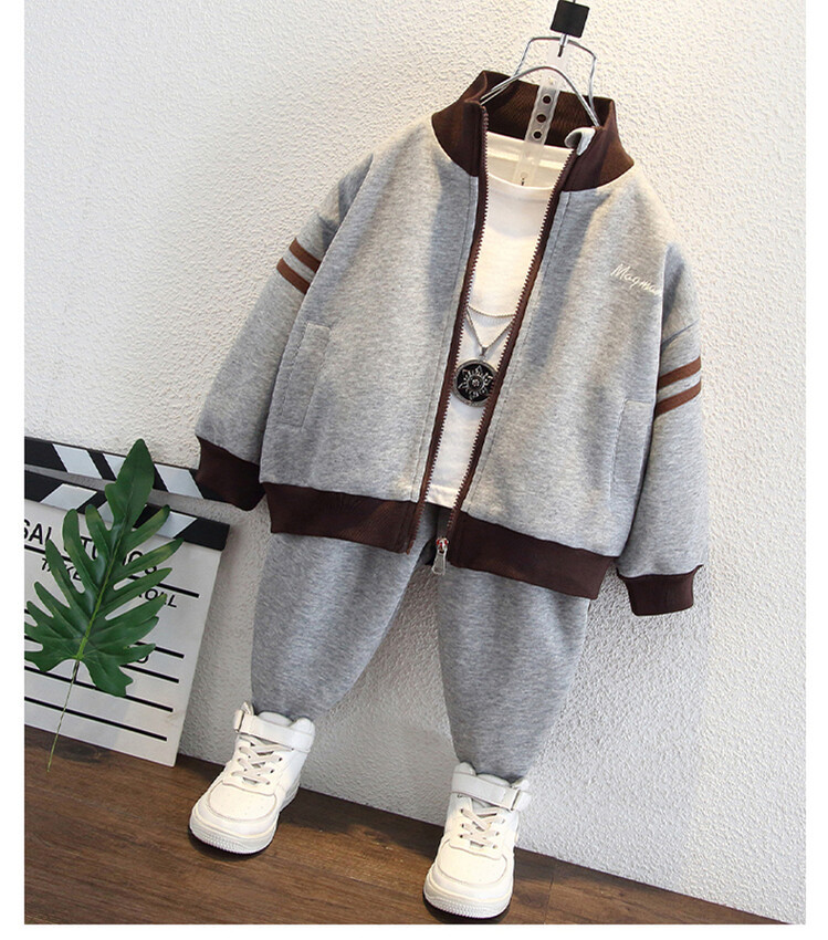 Boys Embroidered Ribbon 2024 Spring and Autumn New Trendy Casual Two piece Set for Children's Clothing_voghion.com