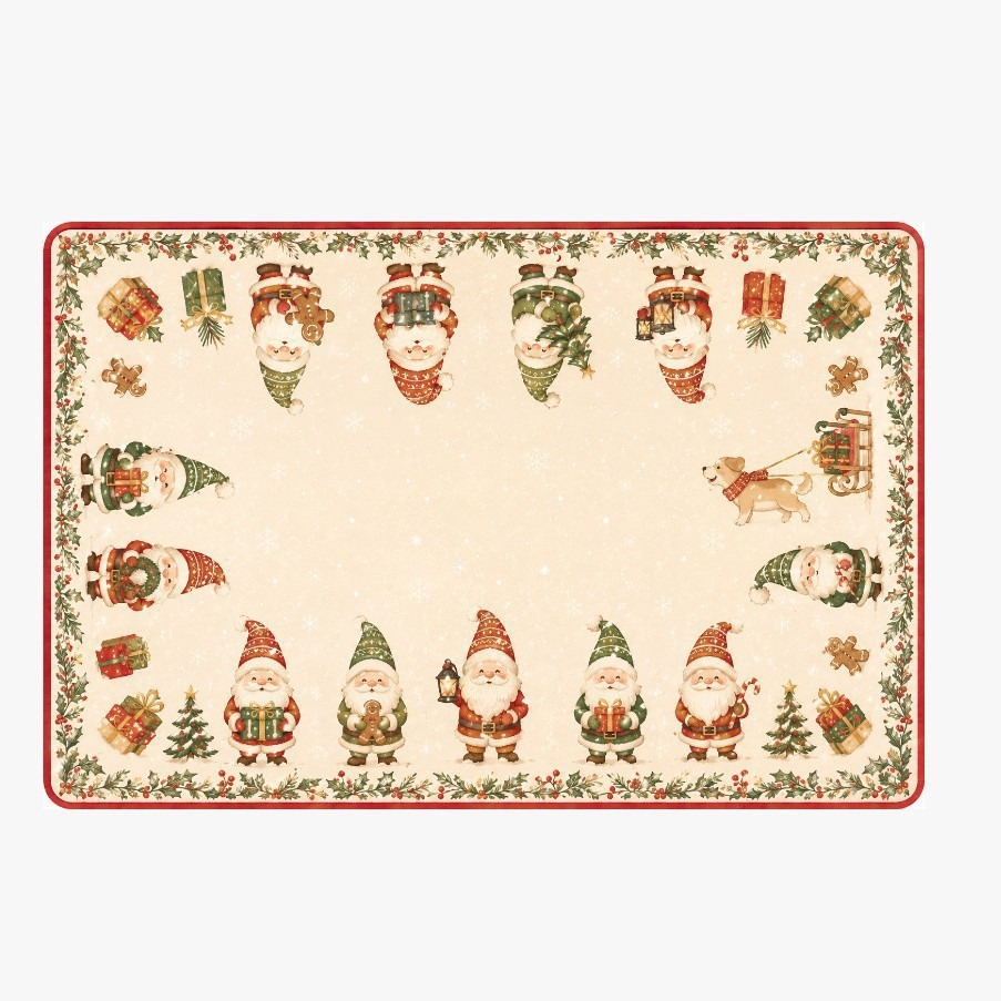 Cross-border TEMU new Santa Claus floor mat with Christmas tree and sock prints, holiday decoration red floor mat available for dropshipping