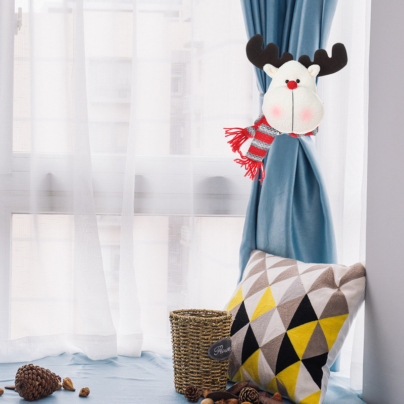 New Christmas Rubber Band Twist Buckle Curtain Decorative Strap Home Fabric Elk Snowman Dress Up Buckle Supplies