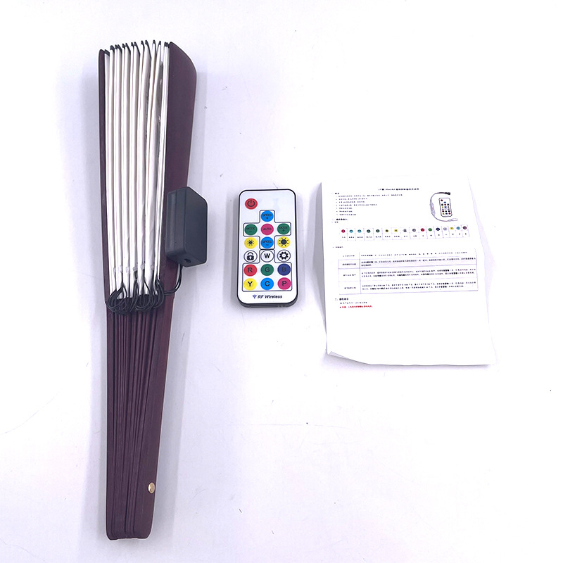 #585 10寸-发光扇子（白色扇子）-七彩流水（遥控）