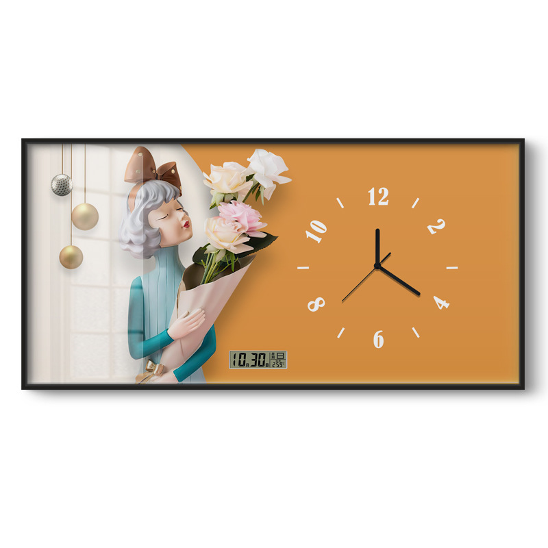 Caja de medidor de electricidad decoración pintura de gran tamaño con reloj calendario perpetuo para niñas que cubren la caja de distribución fuerte y débil pintura colgante del restaurante
