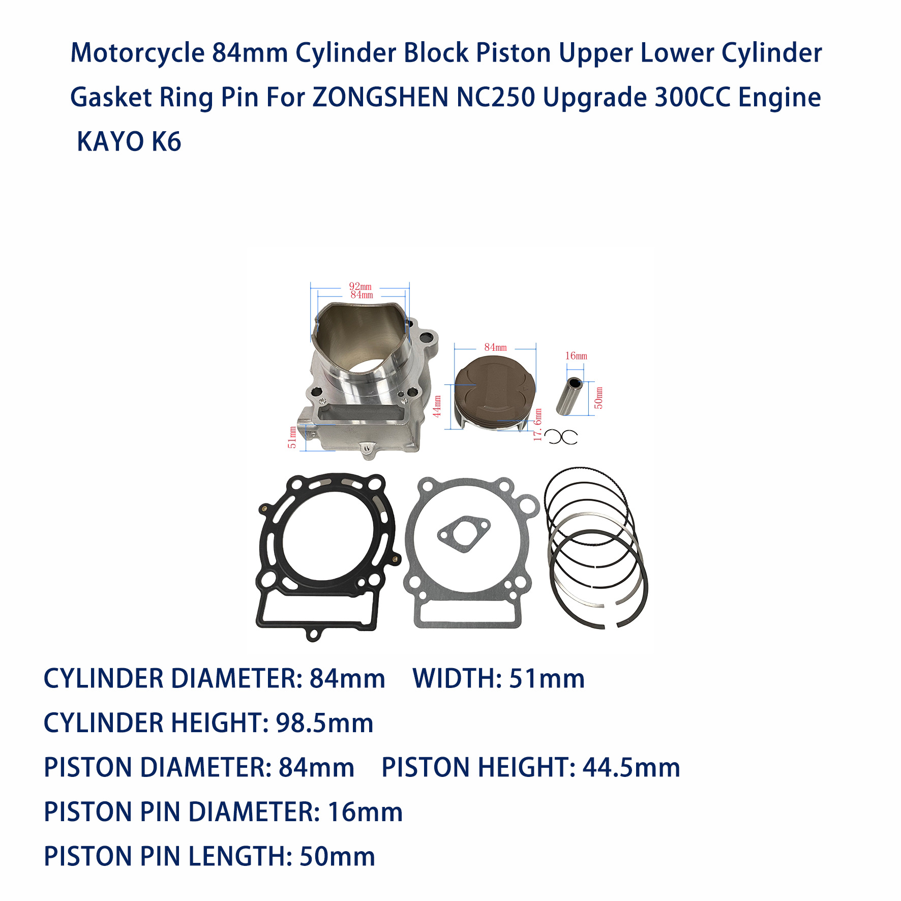NC300 motorcycle parts engine cylinder is suitable for Zongshen NC300 ZS300 ZS177MM piston
