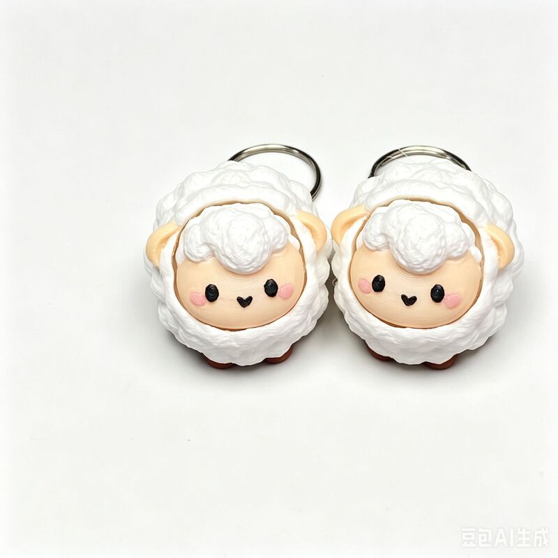 Cross-Border New Cute Little Sheep Button Clicker Keychain Stress Relief Toy Pendant Decorative Ornament